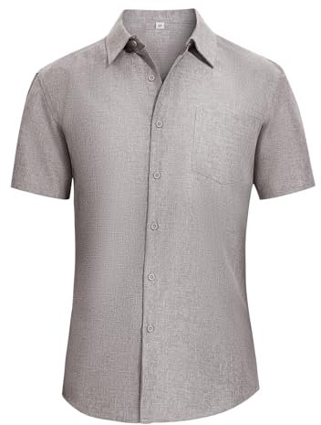 SIHOHAN Men's Short Sleeved Shirts Casual Button Down Shirts Short Summer Sleeve Shirts Holiday Beach Shirt Grey