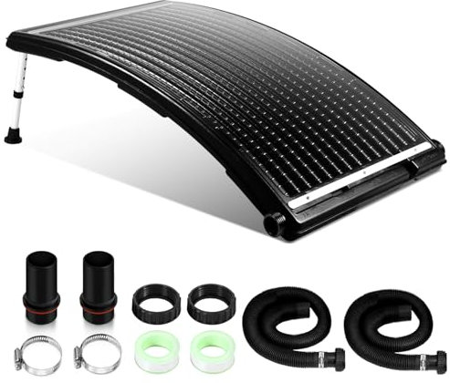 Ikodm Poolheizung Solar x3, Sonnenkollektor Pool 113 x 69 x 35cm Höhenverstellbar,Solarheizung 10000 L/H,32-40mm Anschluss Solar Poolheizung Erweiterbar,Solaranlage für Warmwasser Gartendusche Pool