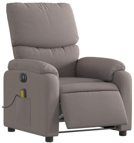 vidaXL Massagesessel, Sessel Elektrisch, Relaxsessel mit Liegefunktion Vibrationsfunktion, Fernsehsessel Liegesessel für Wohnzimmer, Taupe Stoff