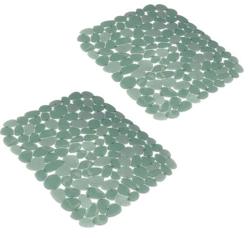 Nuscen Spülbeckeneinlage Abtropfmatte für Küchenspüle 2Stück Spülbeckenmatten aus Kunststoff,30 x 40 cm schnell abtropfende Abtropfmatten, PVC-Spülbeckenmatte, Schutz für Spülbecken (Dunkelgrün)
