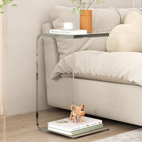 Couchtisch wohnzimmer, tisch Couchtisch 65cm acryl Beistelltische transparent Glastisch Tische, Hochwertiges Glas Couchtisch transparent Glastisch Satztische Tische Glas Wohnzimmertisch ( Color : Clea