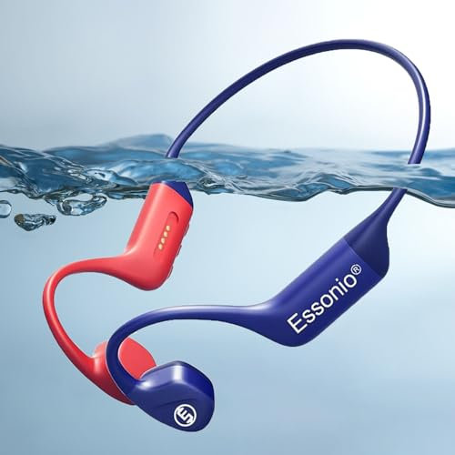 ESSONIO wasserdichte Kopfhörer Schwimmen IPX8 knochenschall kopfhörer Bluetooth mit 32GB mp3 Unterwasser Waterproof Tauchen 6 HSpielzeit für Surfen Duschen Radfahren Reiseausflug