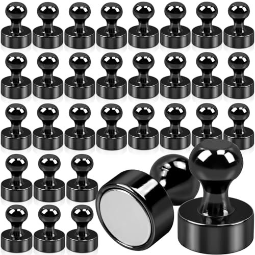 32 Stück Magnete Stark,12x16mm Magnete Klein, Neodym Magnete für Magnettafel, Kühlschrank Magnete, Magneten Starker Halt, Mini Magnete für Whiteboard Haus, Büro, Schwarz
