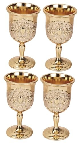 TOPBATHY 4 Pièces Gobelet Vintage Hosties De Communion Coupes à Vin De Style Européen Brumisateur Pour Terrarium Gobelet à Vin Doré Gobelet Médiéval Porte-vin Whisky Métal Contenant De Vin