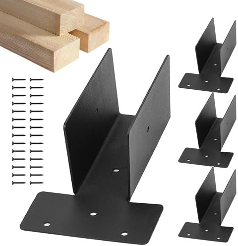 Kit de pergola en bois, supports de pergola en acier, 4 pièces, avec 28 vis, poteaux en bois et travail du bois, kit de pergola robuste pour meubles de jardin