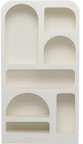 Kare Design Regal Paco, Weiß, Handarbeit, Bücherregal im Boho Stil, 7 Regalfächer, 30kg max. Belastbarkeit, Wohnzimmer Regal, für Dekorationen, Organisation, 180x95x32 cm (H/B/T)