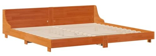 vidaXL Massivholzbett ohne Matratze Wachsbraun 200x200 Kiefernholz