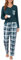 Sopesil Pyjama Femme Hiver Ensemble de Pyjama Chaud et Doux Col V à Manches Longue et Bas de Pyjama à Carreaux Vêtement de Nuit 2 Pièces pour Femmes avec Poches,M,Vert Foncé