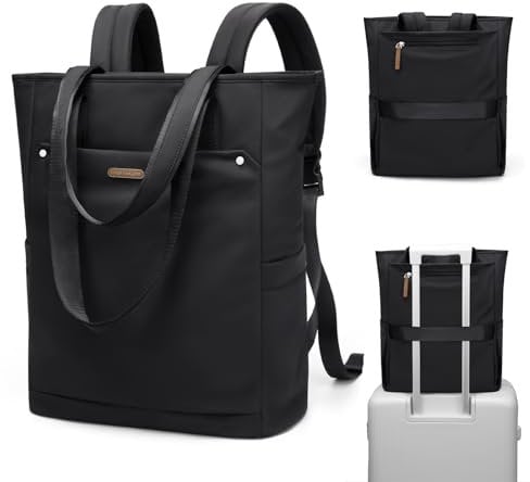 GOLF QUALITY Rucksack Damen 16 Zoll, Laptop Schulrucksack Wasserdicht, Schultasche Women Elegant Tagesrucksäcke Handtasche 2 in 1 Arbeitstasche Lehrertasche Reiserucksack für Uni Büro,Schwarz