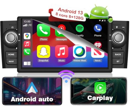 RICBAFEE Car Radio per Fiat Linea 2007-2011 per Fiat Grande Punto 2005-2009, 7 Inch Touch Screen Car Stereo con CarPlay Android Auto Bluetooth Controllo del Volante MirrorLink (8+128GB 8Core)