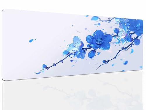 Tapis de Souris Blue, Tapis Souris XXL, 900x500x4mm Tapis de Bureau Gaming AntidéRapant, Tapis Bureau étanche, sous-Main pour Clavier et Souris, Mouse Pad Mat, pour Gamer, Ordinateur, Pc 433