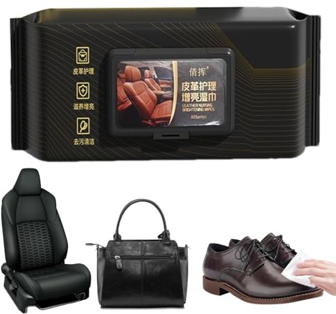 Nettoyant pour cuir intérieur de voiture – Lingettes portables pour sièges en cuir – Lingettes nettoyantes compactes pour intérieur de voiture, vêtements, sac de canapé