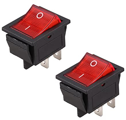 ClAZTyict 2X rosse Luci illuminato 4 Pin DPST ON/OFF Interruttore a bilanciere 16A 20A 250V AC