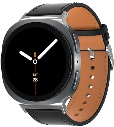 Leder Armband für Samsung Galaxy Watch8 40mm 44mm 8 Classic 46mm Armband Herren Damen, Echtlederband No Gap Metallanschluss Lederarmband für Galaxy Watch 8 Classic 46mm (2025)