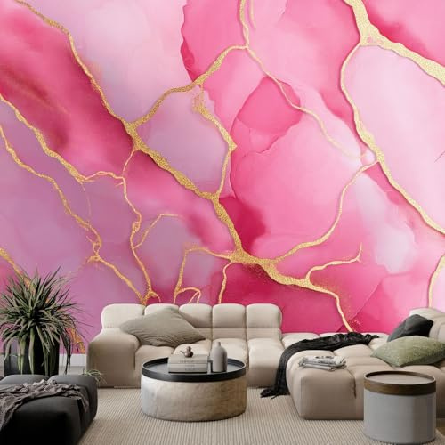 Carta da parati murale rosa oro rosa marmo, carta da parati in tessuto non tessuto di alta qualità, decorazione da parete per camera da letto, soggiorno, 300 x 210 cm, stampa artistica su carta