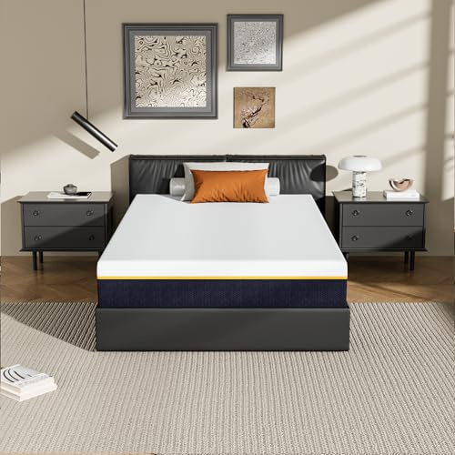 Stanew Matelas à mémoire de Forme 90x200cm Épaisseur 21cm-Double Couche (Mousse Mémoire + Charbon Bambou) avec Housse Lavable