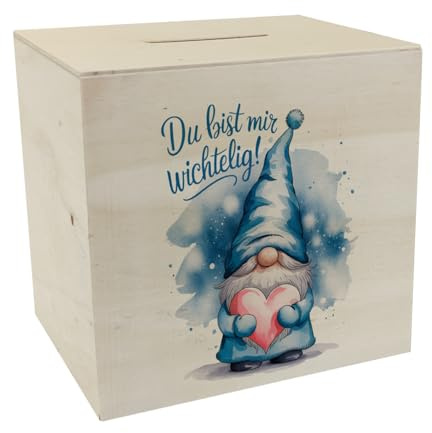 speecheese Spardose aus Holz Du bist Mir wichtelig Wichtel | Lustige Sparbüchse für Weihnachten