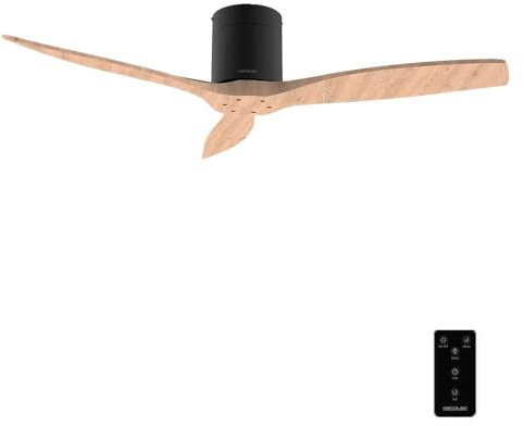 Cecotec Deckenventilator EnergySilence Aero 5400 Classic Black&LightWood | 40 W, Fernbedienung, Timer bis 8 Std., 6 Geschwindigkeitsstufen, Sommer-/Winterfunktion, 3 Rotorblätter, Durchmesser 132 cm