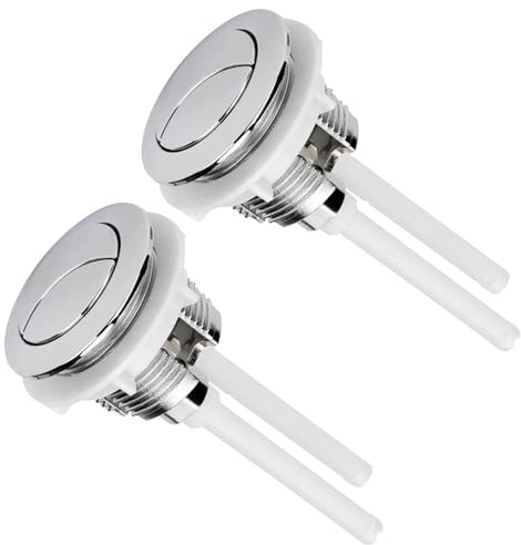 2pc Dual Flush Push Button, 38mm Toilet Flush Button Replacement Universal Round Head Toilet Flusher Buttons for Bathroom Water Tank Replacement Accessories
