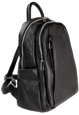 Toscanto Rucksack schwarz Leder Cityrucksack ORTM101RS