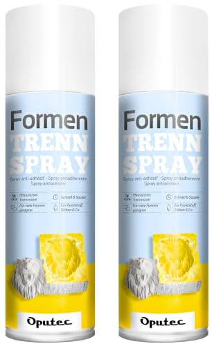 Oputec 2 x 500ml Formen-Trennspray für kreative Anwendungen: Formen-Trennmittel mit Anti-Haft-Wirkung für Kunststoffformen, Silikonformen, Kreativbeton - Made in Germany