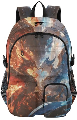 voucong Reise-Laptop-Rucksack für Damen und Herren, Rot und Blau, Ice Fire Phoenix, Schultasche für Teenager, Mädchen, 43,2 cm (5 Zoll), Herren-Rucksäcke, Business-Rucksack