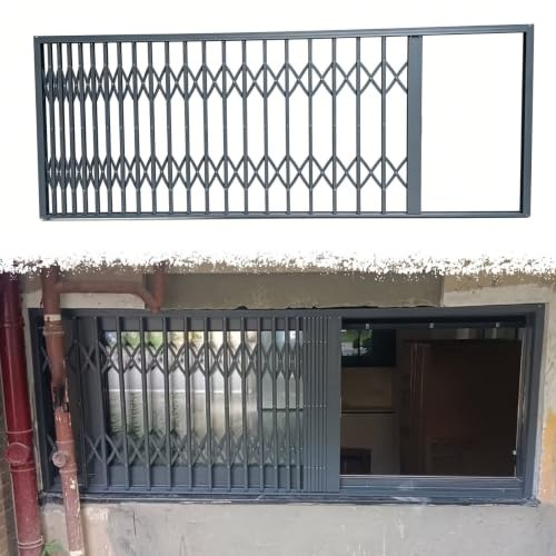 Rejas para Ventanas Reja de Seguridad Antirrobo Extra Ancha Gris para Ventanas, Rejilla de Seguridad Extensible para Ventanas Correderas, Protector Metálico Inoxidable(W140xH180cm/56x72in)