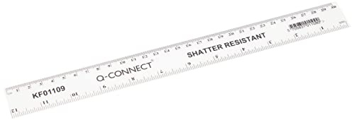 Q-Connect Ruler Shatterproof 300mm White (Inches on one side and cm/mm on the other)