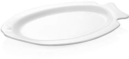 WAS 4907 370 Série Bavaria Lot de 6 Assiettes à Poisson en Porcelaine 37 cm x 25 cm