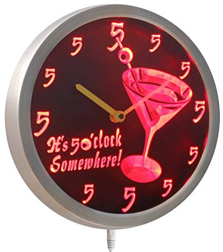 ADVPRO nc0459-r It's 5 O'clock pm Somewhere Cocktails Bar Beer Gift Neon LED Wall Clock Uhr Leuchtuhr/Leuchtende Wanduhr