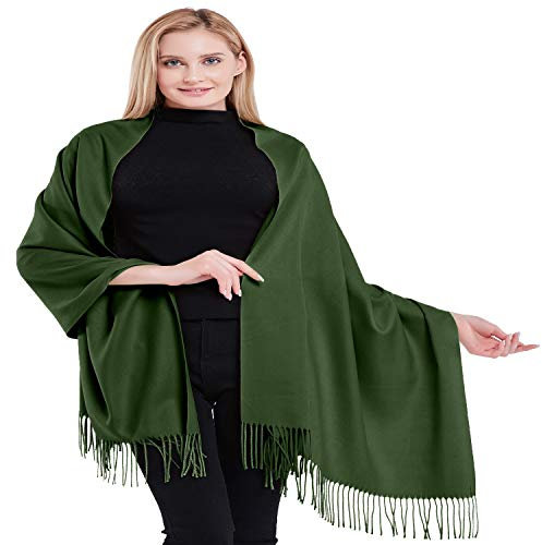 CJ Apparel Dunkelgrün 100% Kaschmir Zweilagige Schals Pashmina Handgemacht in Nepal Schultertuch Schal Umschlagtuch NEU