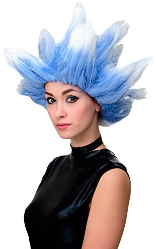 WIG ME UP - LM19-PC3TP60 Perücke Fasching Karneval Cosplay Fanperücke Nordwind Sturm Storm Winter Eiswind Blau Weiß