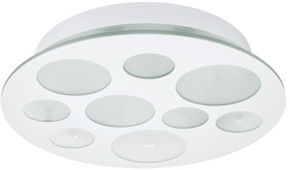 EGLO LED Deckenlampe Pernato, Deckenleuchte, Stahl in weiss | Glas satiniert in weiss, klar neutralweiß
