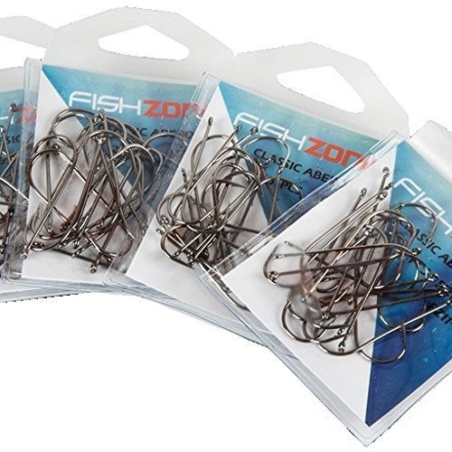 100 Hooks - FISHZONE Superior Classic ABERDEEN Sea Fishing Hooks.- Available in size 4/0, 3/0, 2/0, 1/0, 1, 2, 4 and 6 - Ideal for most Sea Fishing Needs (100 hooks - size 1/0)