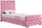 mm08enn Crushed Velvet Fabric 3ft Single Bed Frame (Pink)
