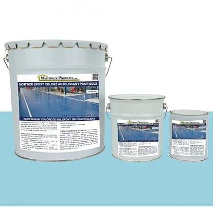 MATPRO - Mortier Époxy Coloré Autolissant - pour Sols Haute Résistance, Ateliers, Stockage - Applicable Sans Retrait - Anti-Poussière - Bleu Piscine -2.5Kg