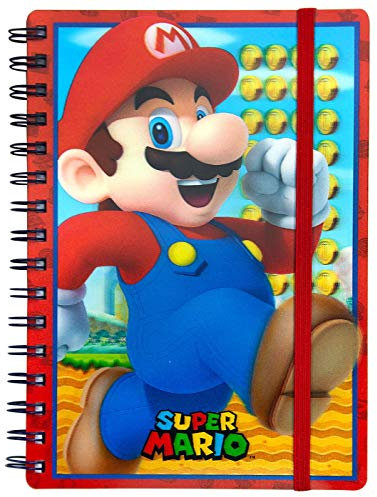 Super Mario A5 Spiral-Notizbuch mit Lentikular-Einband und sicherem Verschluss -Offizielles Lizenzprodukt