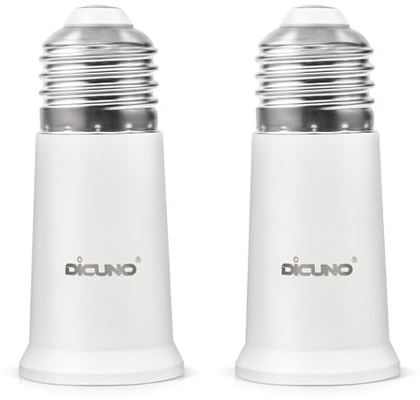 DiCUNO E27 5CM Verlängerung, E27 Sockeladapter, Konverter für LED-Lampen und Glühnlampen, 200W, 250V, PBT-Kunststoff, 2er-Pack