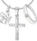 CLEVER SCHMUCK Set Kinder Taufkette 3 Silberne Anhänger Jesus Kreuz 17mm & Taufring Zirkonia weiß & Mini Engel mit Herz & Kette Panzer 38cm STERLING SILBER 925 im Schmucketui