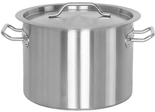 Beeketal 'BKT-9' Gastronomie Kochtopf ca. 8,5 Liter aus Edelstahl mit starken Griffen und Deckel, Topf für alle Herdarten geeignet (Induktion, Gas, Glaskeramik), ideal als z.B. Suppentopf