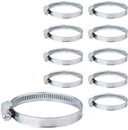 (10 Stück) Schlauchschelle Verstellbare Schellen Schneckengetriebe Verstellbar Ø 40-60mm Schlauchschelle (10)
