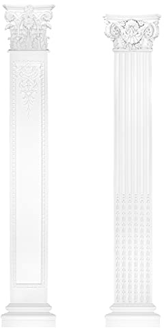 HEXIM Pilaster ca. 350x50mm - Wandreliefe/Stuckdekor aus PU Hartschaum, Auswahl von Schaft, Kapitell & Sockel - Perfect D1544 (Komplettset 1 - Typ A)
