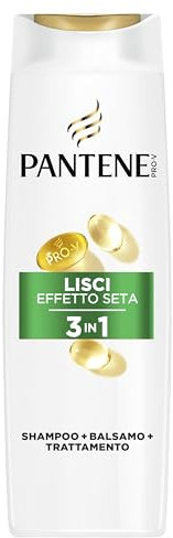 Pantene Pro-V Lisci Effetto Seta Shampoo 3 in 1 300ml per Capelli Crespi e Opachi. Deterge, Districa e Cura i Capelli allo Stesso Tempo. Senza Olio Minerale e Coloranti. Tecnologia Active Nutri-Plex