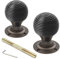 Antique Brass Wood Beehive Door Knob Handle Black Hard Wood Ebonized Mortice Pair of New