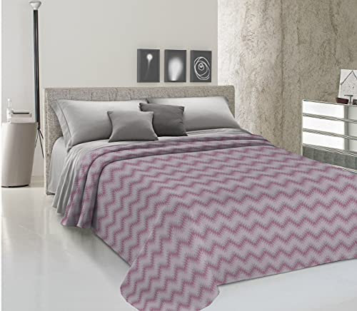 HomeLife Copriletto una piazza e mezzo Cotone Primaverile/Estiva Made In Italy [220x280] | Coperta Cotone Leggera per Letto alla Francese | Copri Letto Traspirante con Fantasia Geometrica | Rosa