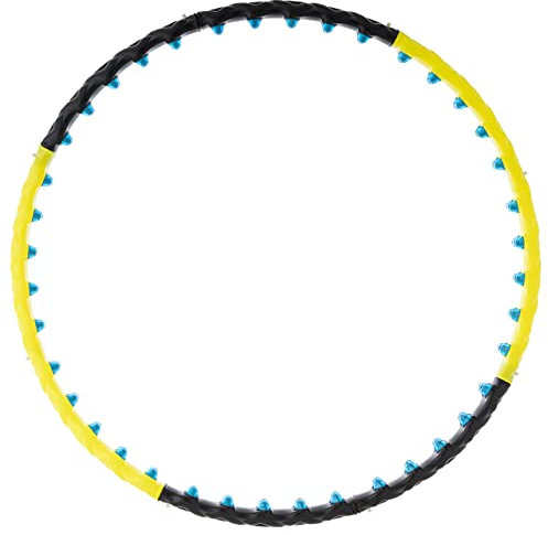 MAXXIVA Hula Hoop Reifen Erwachsene Fitness 80 Magnete 1,5 kg Home-Training Yoga Pilates Reha Sport Workout Massage (Schwarz-Gelb - Ø 108 cm)