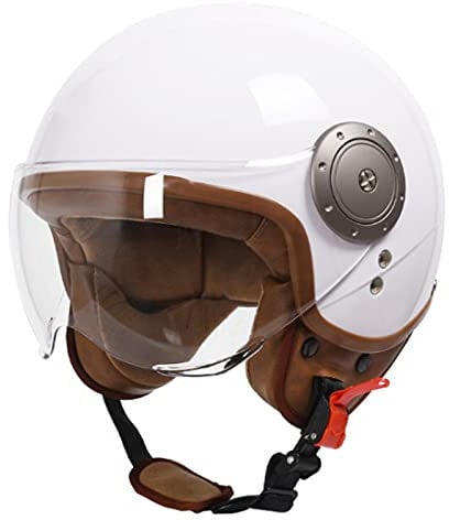 Jethelm Motorrad Roller Offenes Helm Mit Sonnenblende Scooter Moped Mofa Helm Für Damen Herren DOT/ECE Zertifizierung Erwachsener Retro Vintage Pilot Biker Helmet,Weiß