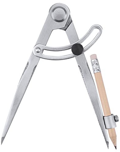 Professional Compass Set,6 Inch Adjustable Working Compass with Wing,Metal Drafting Compass Drawing Circular Tool with 2 Pencil for Metalworking Leather Work