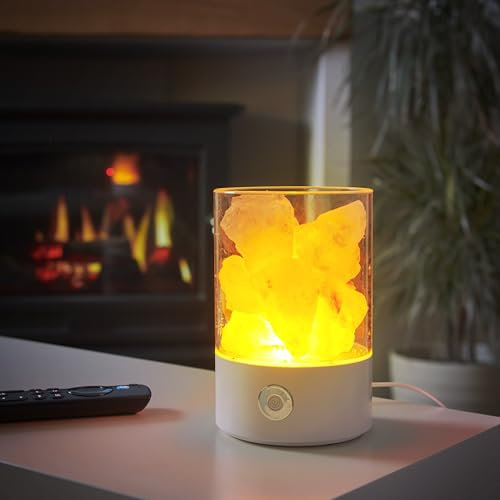 Auraglow Himalayan Pink Salt Range 100% Original Crystal Rock Lamp USB LED Mood Light, Touch Dimmable with Warm White and Colour Changing Modes