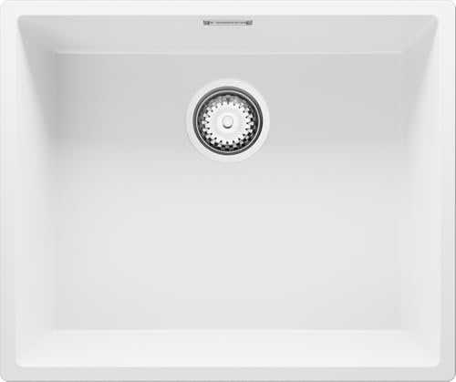 Fregadero bajo Encimera Blanco 56x47cm, 1 Seno + Sifón, Granito al mueble 60cm - London de Primagran